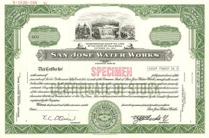 San Jose Water Works - Stock Certificate